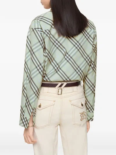 Burberry Check Cotton Shirt In Green