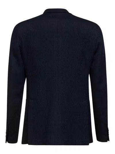 Tagliatore Double-breasted Peak-lapel Blazer In Blue