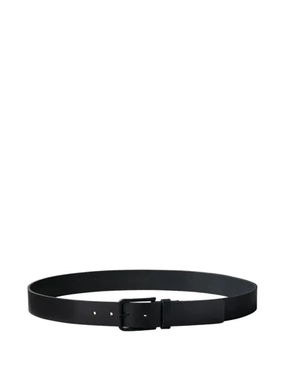 Calvin Klein Square-buckle Leather Belt In Black