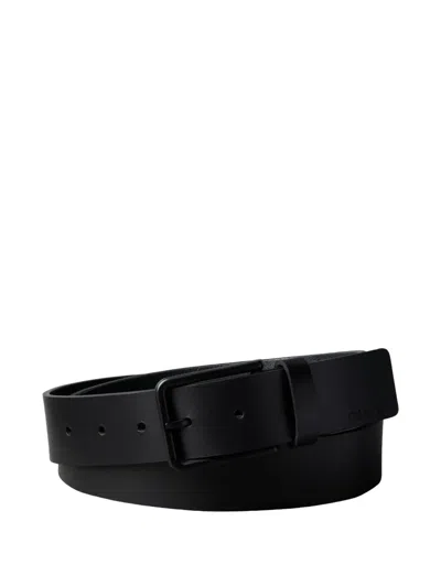 Calvin Klein Square-buckle Leather Belt In Black