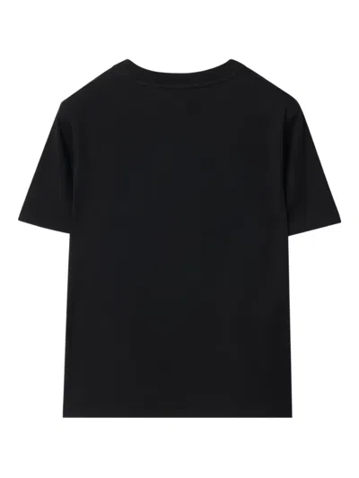 Burberry Ekd Check Cotton T-shirt In Black