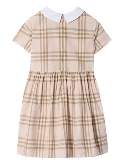 Burberry Check Cotton Dress In Brown