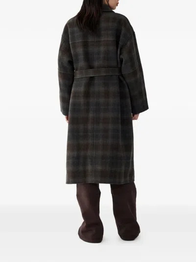Studio Tomboy Checkered Belt Coat In Multi