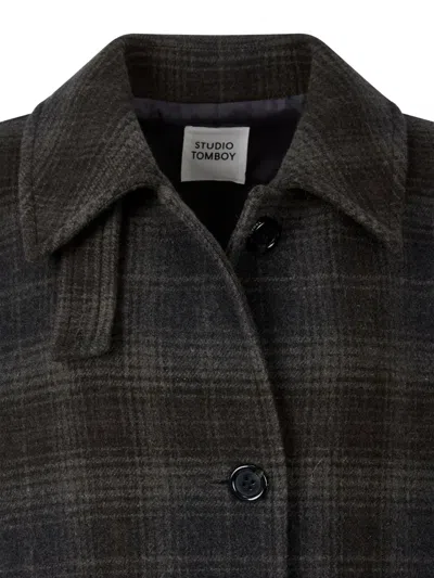 Studio Tomboy Checkered Belt Coat In Multi