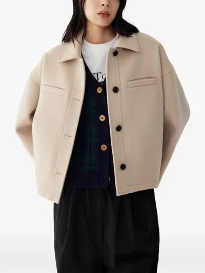 Studio Tomboy Buttoned Wool Jacket In Neutral