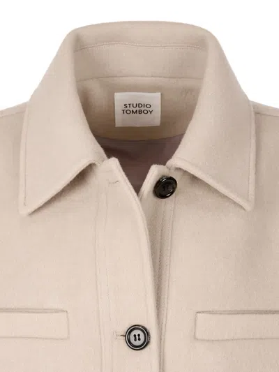 Studio Tomboy Buttoned Wool Jacket In Neutral