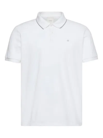 Calvin Klein Trim Logo-detail Polo Shirt In White