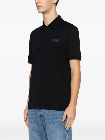 Givenchy Logo-patch Polo Shirt In Black