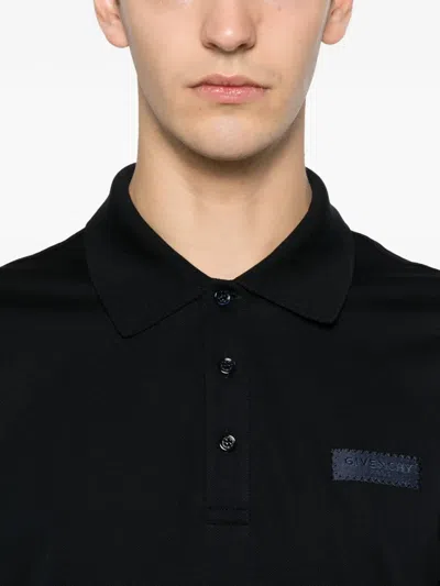 Givenchy Logo-patch Polo Shirt In Black