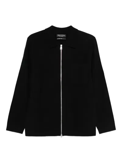 Marc O'polo Zip-up Chest-pocket Cardigan In Black