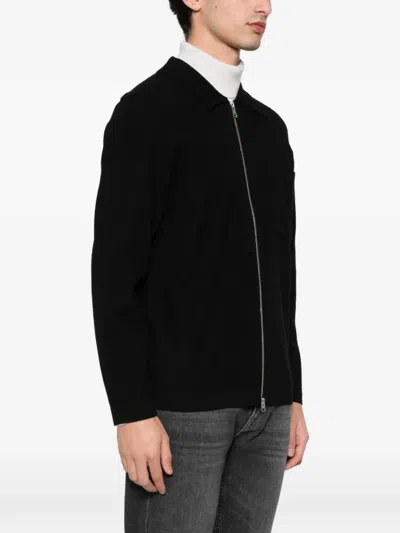 Marc O'polo Zip-up Chest-pocket Cardigan In Black