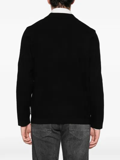 Marc O'polo Zip-up Chest-pocket Cardigan In Black