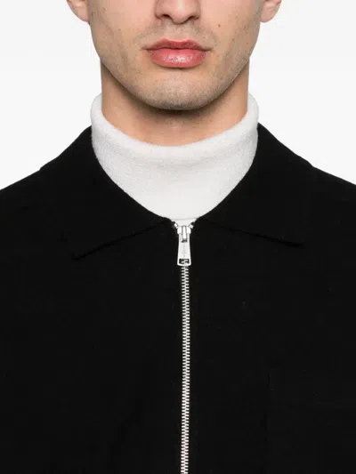 Marc O'polo Zip-up Chest-pocket Cardigan In Black