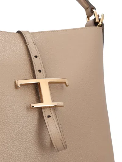 Tod's Mini T Timeless Bucket Bag In Brown