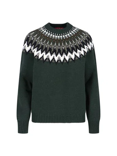 Gucci Crew Neck Knit Sweater Long Sleeves Ribbed In Green