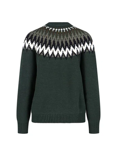 Gucci Crew Neck Knit Sweater Long Sleeves Ribbed In Green