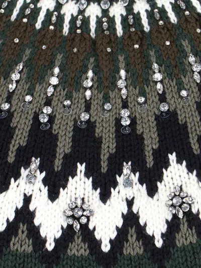 Gucci Crew Neck Knit Sweater Long Sleeves Ribbed In Green