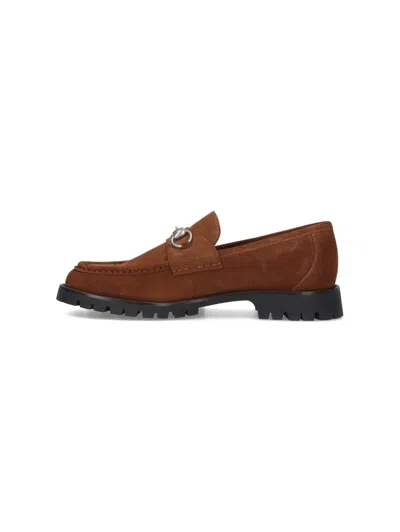 Gucci Men Brown Suede Loafers In Brown