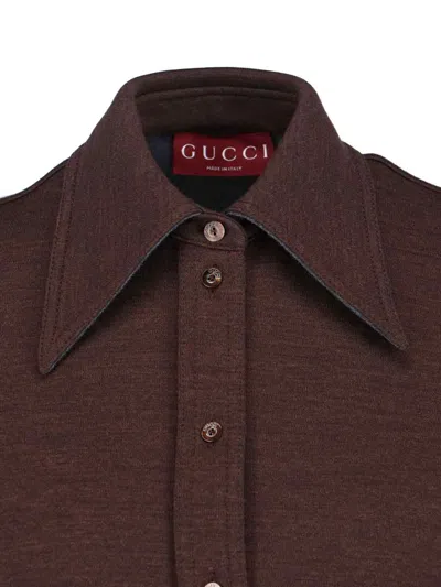 Gucci L-blend Jersey Shirt In Brown