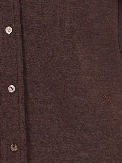 Gucci L-blend Jersey Shirt In Brown