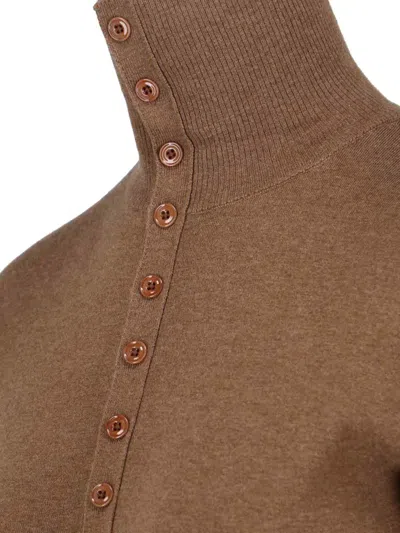Lemaire Wool High Collar Cardigan In Brown
