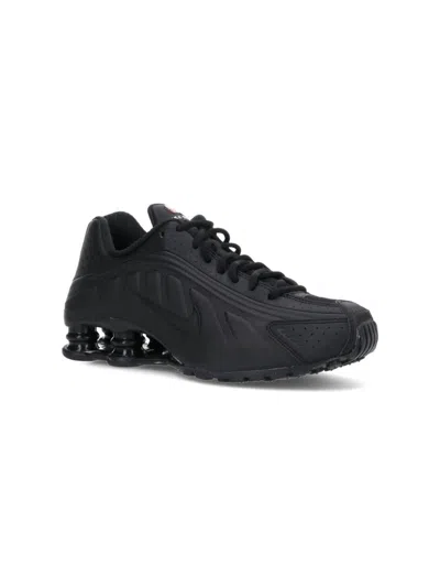 Nike R4 Shox Sneakers With Perforated Detailing And Rubber Outsole In Black