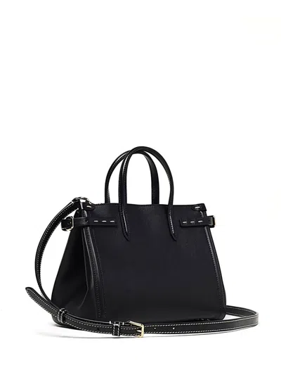 Valentino Garavani Borsa Tote In Pelle Nera Con Manici E Tracolla In Black
