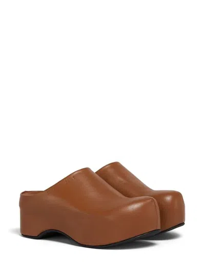 Marni Twin-set Round Neck Sweater Print In Brown