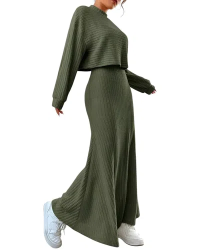 Lily Kim 2pc Sweater & Dress Set In Green