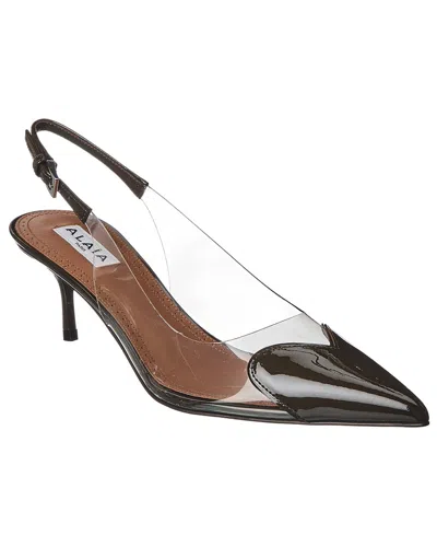 Alaïa Le Coeur Black Patent Leather High Slingback In Animal Print