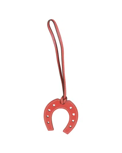 Pre-owned Hermes Hermès Rouge Grenat Swift Paddock Horseshoe Bag Charm (authentic Pre-loved)