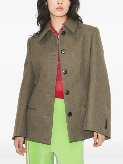 Tory Burch Button Wool Jacket In Brown