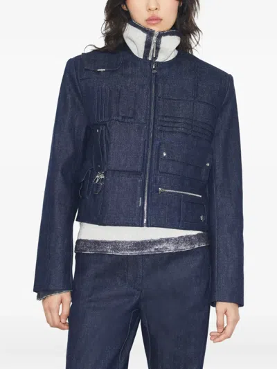 Tory Burch Handbag Pocket Denim Jacket In Blue