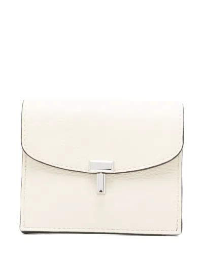 Totême T-lock Leather Cardholder In Neutral