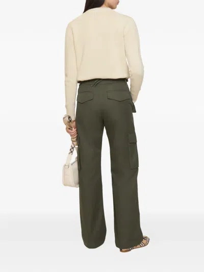 Burberry Check-trim Cargo Trousers In Green