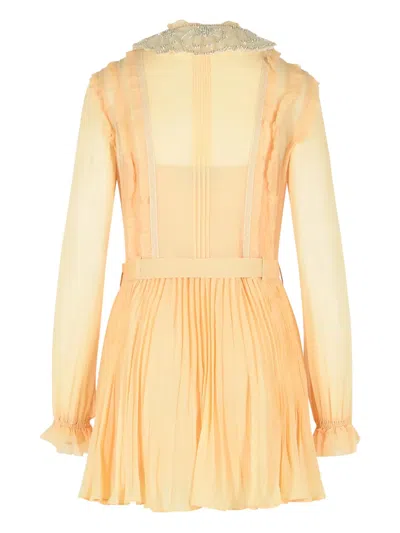 Self-portrait Cream Viscose Mini Dress In Orange