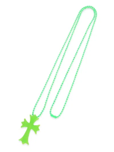 Chrome Hearts Small Cross Necklace In Green