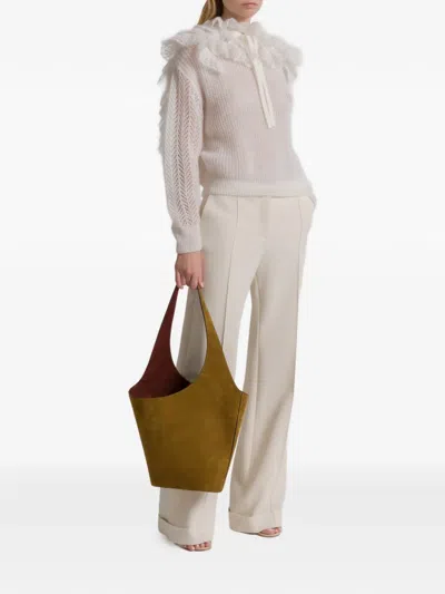 Alberta Ferretti Ruffled Tie Sweater In White