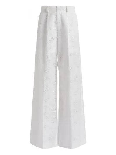 Alberta Ferretti Eyelet Trousers In White