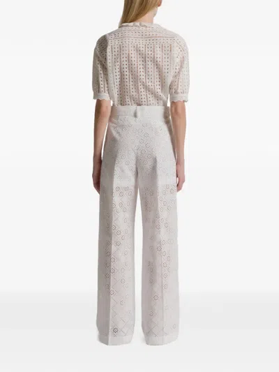 Alberta Ferretti Eyelet Trousers In White