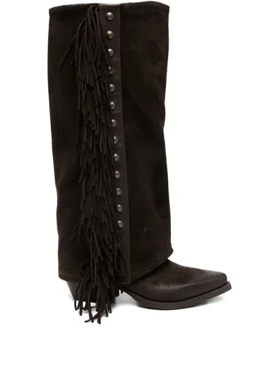 Metisse 55mm Fringe-detail Boots In Brown