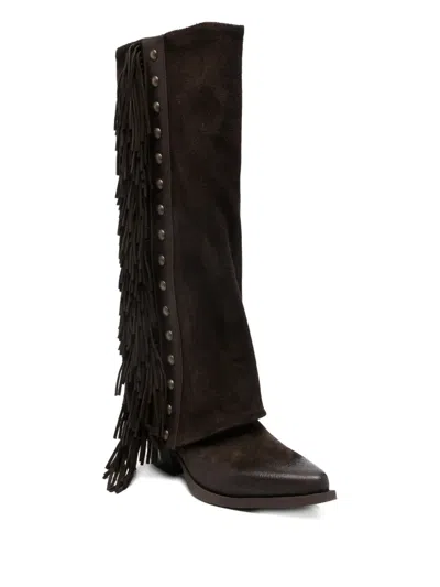 Metisse 55mm Fringe-detail Boots In Brown