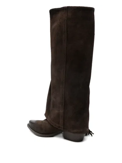 Metisse 55mm Fringe-detail Boots In Brown