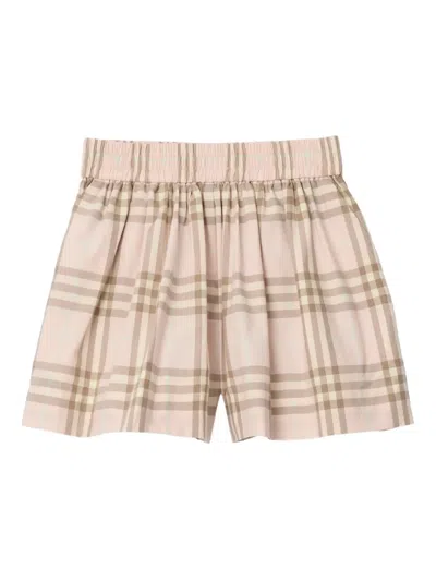 Burberry Check Cotton Shorts In Pink