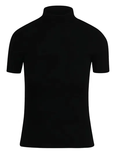 Max Mara Funnel-neck Short-sleeve Top In Black