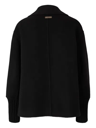 Peserico High Collar Concealed Buttons Coat In Black