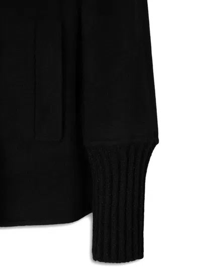 Peserico High Collar Concealed Buttons Coat In Black