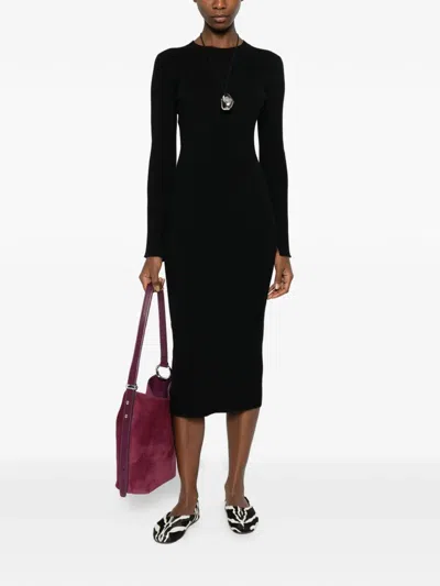 Ivory Paris Long-sleeve Dress In Black