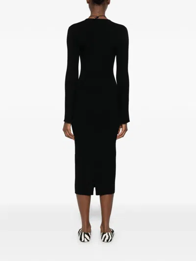 Ivory Paris Long-sleeve Dress In Black