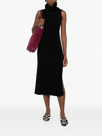 Ivory Paris Roll-neck Sleeveless Dress In Black